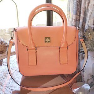 NEW KATE SPADE BOND STREET FLO CORAL PEACH 2 TONE SATCHEL HANDBAG CROSSBODY